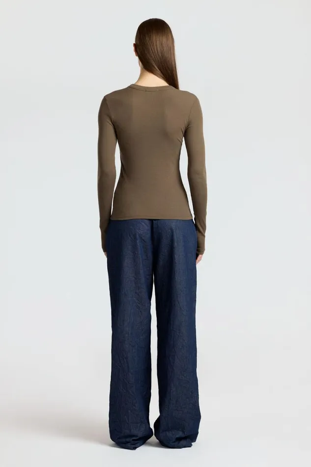 COTTON CITIZEN Verona UNeck Shirt Fossil Women Shirts COTTON CITIZEN Verona UNeck Shirt Fossil Women Shirts