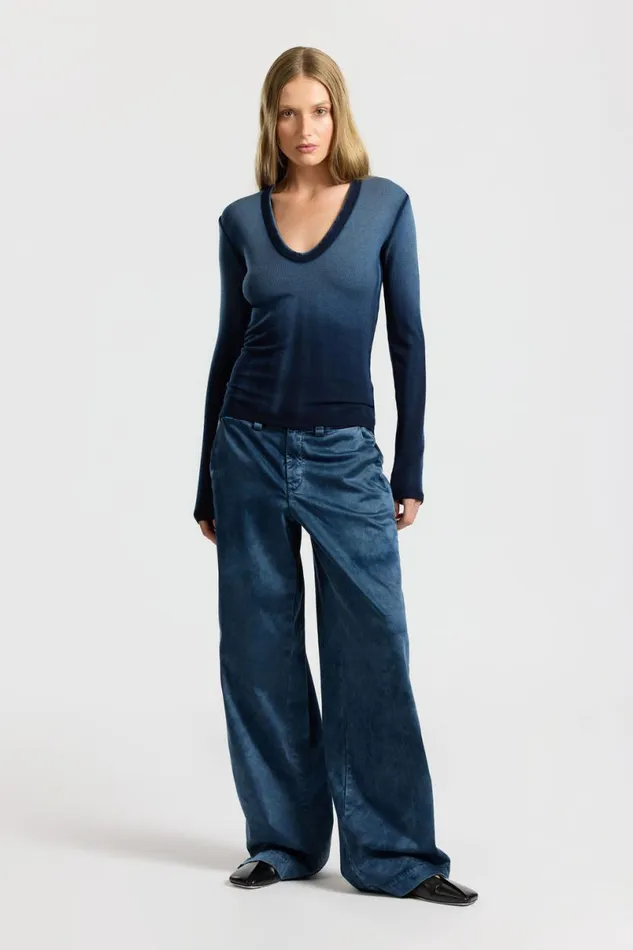 COTTON CITIZEN Verona UNeck Shirt Navy Cast Women Shirts COTTON CITIZEN Verona UNeck Shirt Navy Cast Women Shirts