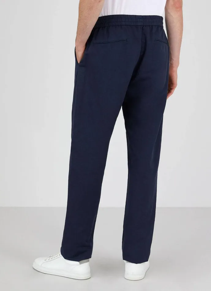 Cotton Linen Drawstring Trouser Navy Men SUNSPEL Pants