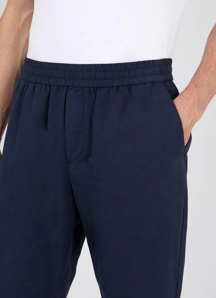Cotton Linen Drawstring Trouser Navy Men SUNSPEL Pants