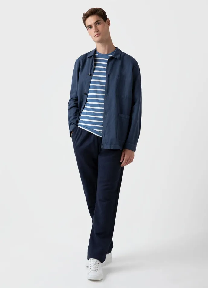 Cotton Linen Drawstring Trouser Navy Men SUNSPEL Pants
