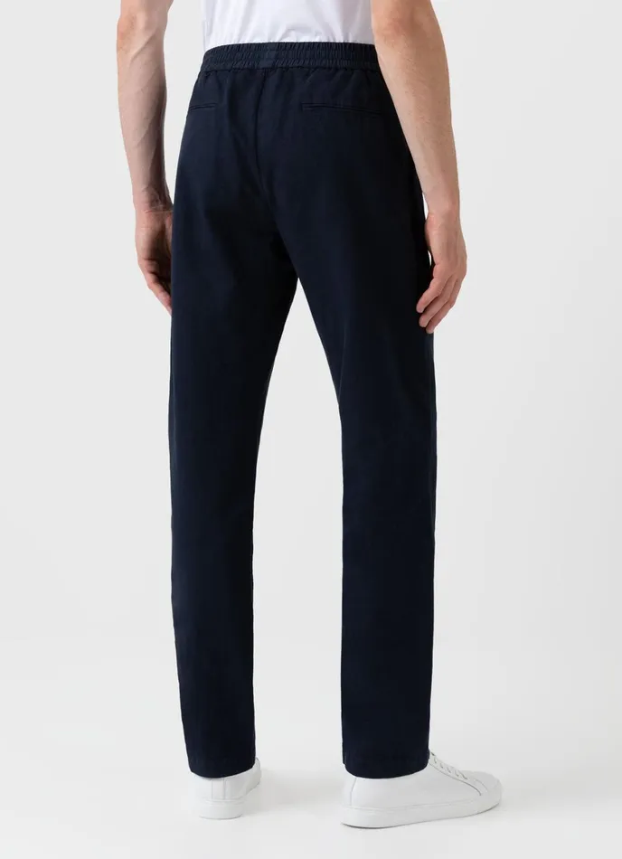Cotton Linen Drawstring Trouser Navy Men SUNSPEL Pants