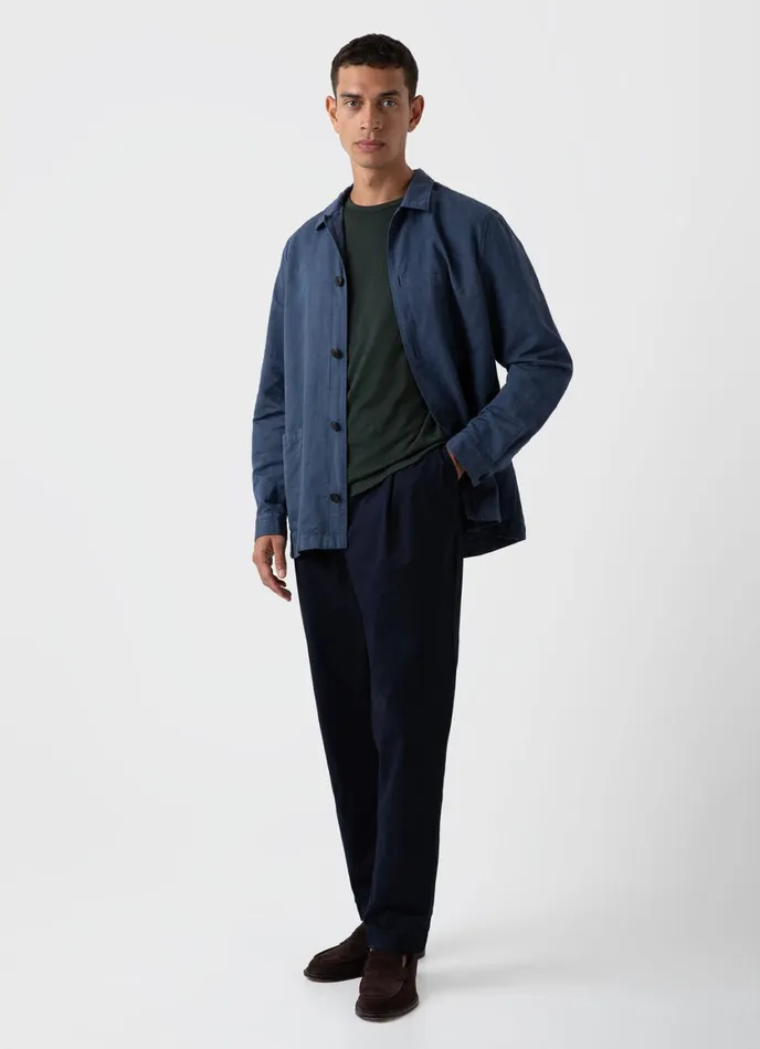 Cotton Linen Twin Pocket Jacket Shale Blue Men SUNSPEL Jackets and Coats
