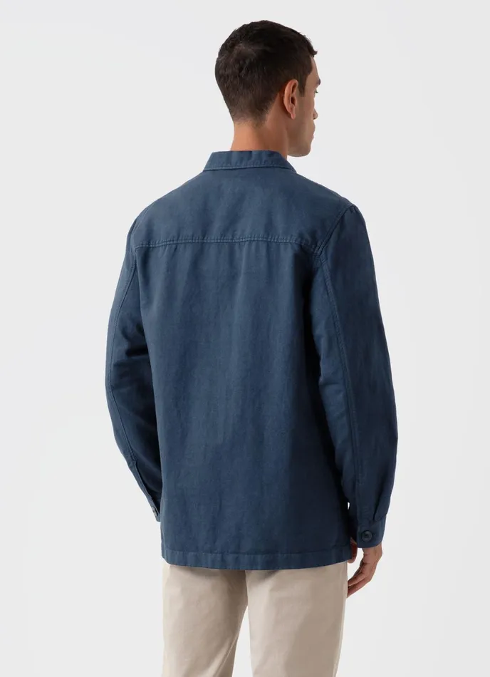 Cotton Linen Twin Pocket Jacket Shale Blue Men SUNSPEL Jackets and Coats