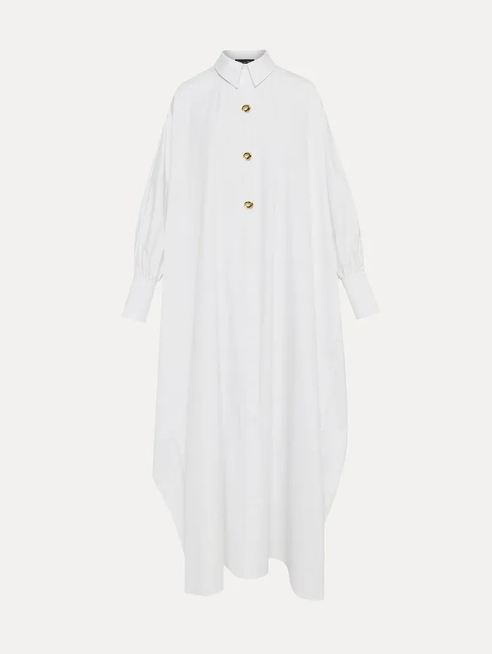 Cotton Poplin Caftan White Women Oscar De La Renta Dresses