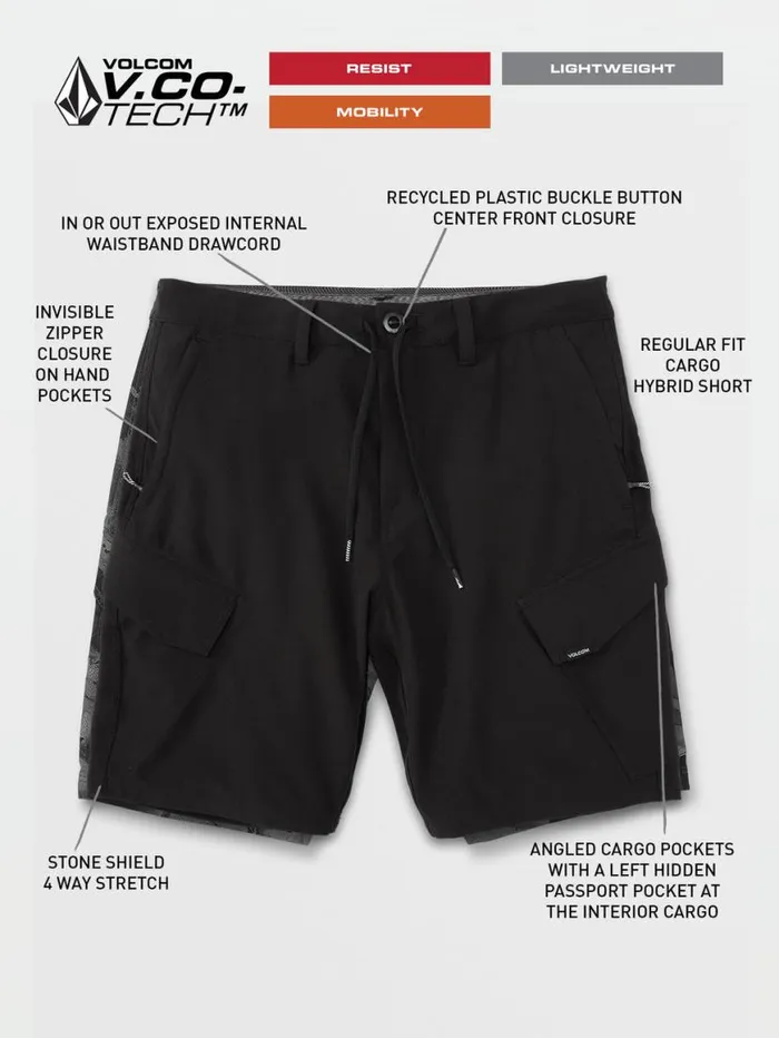 Country Days Hybrid Shorts 8211 Black Mens Volcom Hiking
