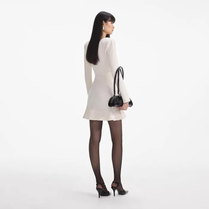 Cream Lurex Knit Mini Dress Women Self Portrait Dresses Cream Lurex Knit Mini Dress Women Self Portrait Dresses