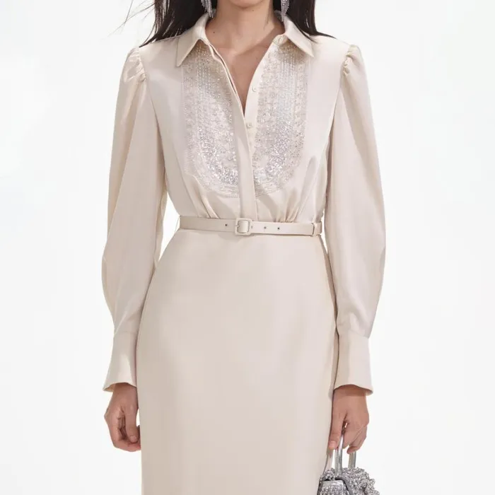 Cream Satin Embellished Bib Maxi Dress Women Self Portrait Dresses Cream Satin Embellished Bib Maxi Dress Women Self Portrait Dresses