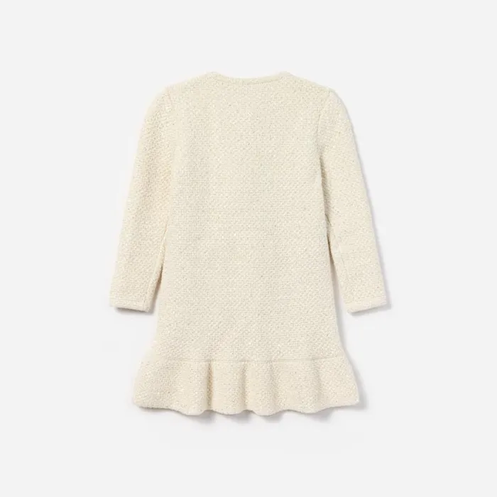 Cream Sequin Knit Dress Kids Self Portrait Knitwear