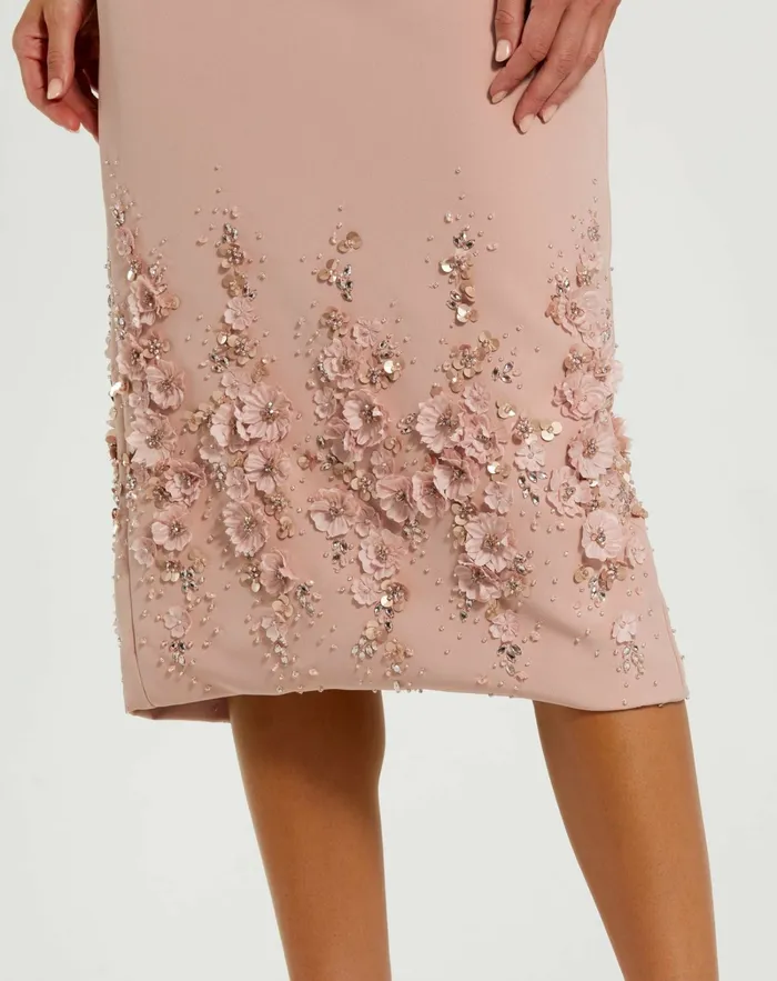 Crepe Sleeveless Midi Dress With Flower Beading Vintage Lilac Daytime Dresses Mac Duggal Women