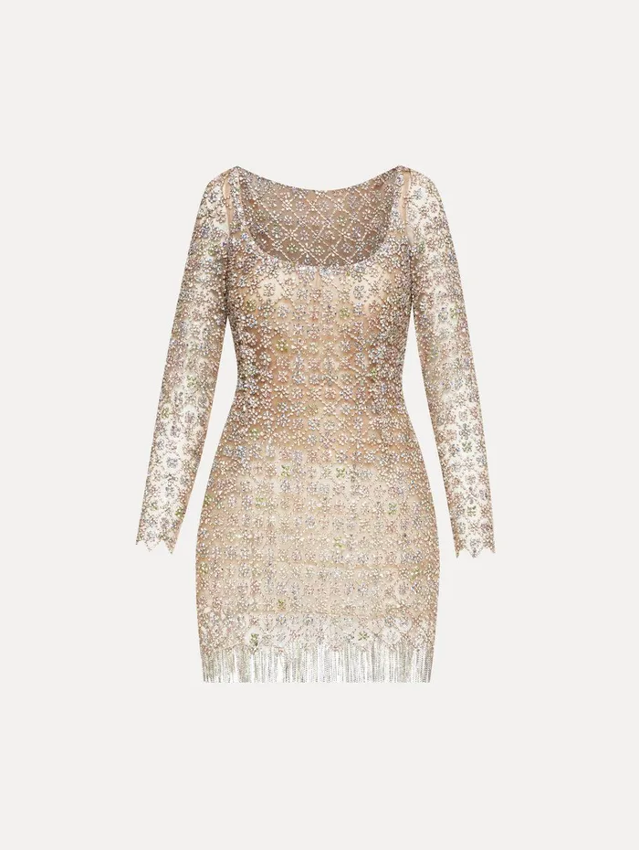Crystal Embroidered Cocktail Dress Multi Women Oscar De La Renta Dresses