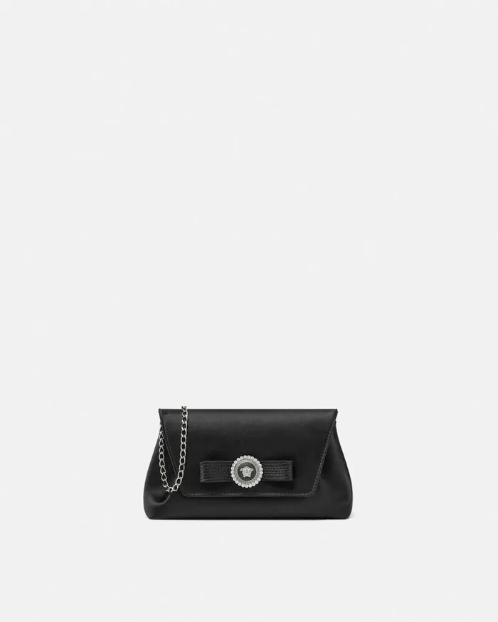 Crystal Gianni Ribbon Clutch Blacksilver Women Versace Mini Bags and Clutches Crystal Gianni Ribbon Clutch Blacksilver Women Versace Mini Bags and Clutches