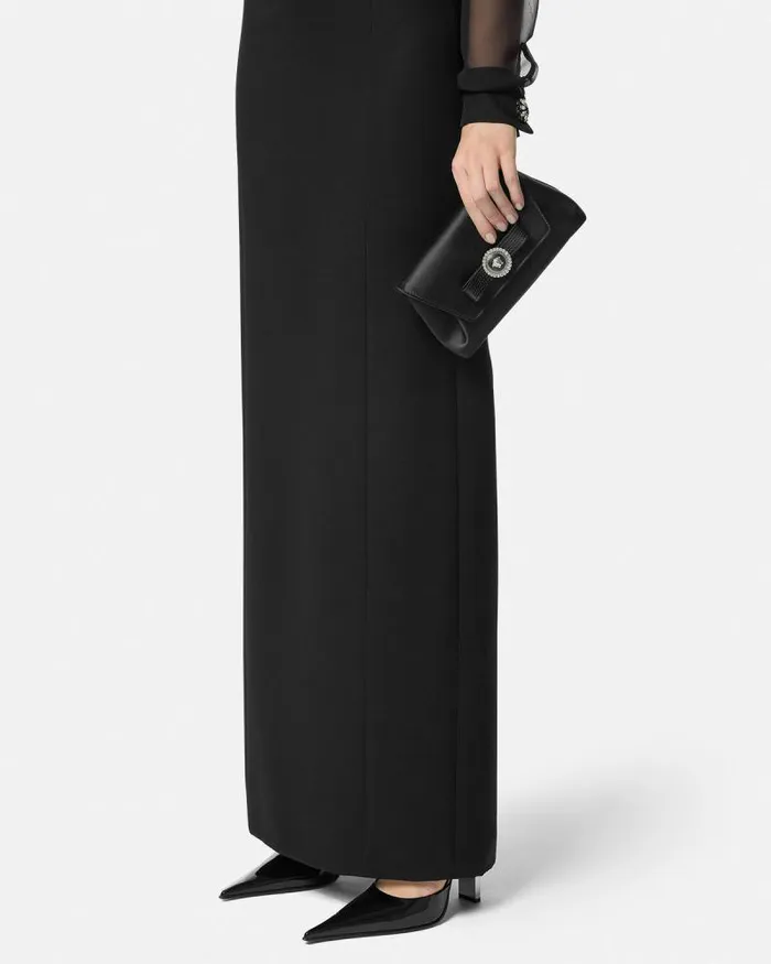 Crystal Gianni Ribbon Clutch Blacksilver Women Versace Mini Bags and Clutches