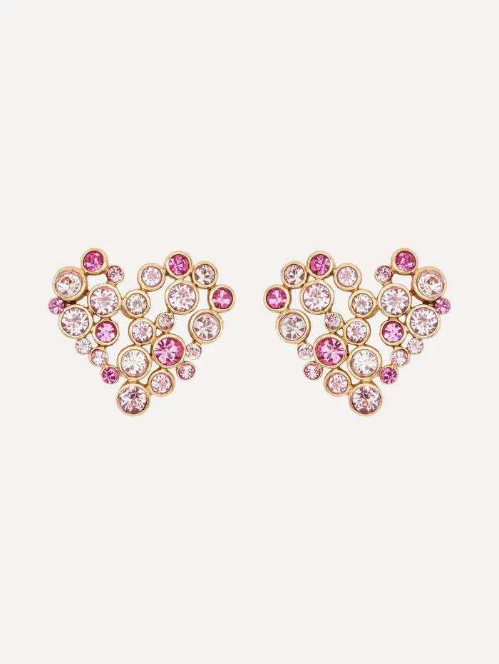Crystal Heart ClipOn Earrings Rose Gold Multi Women Oscar De La Renta Earrings Crystal Heart ClipOn Earrings Rose Gold Multi Women Oscar De La Renta Earrings