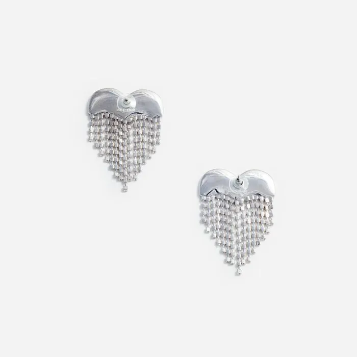Crystal Heart Earrings Women Self Portrait Bride