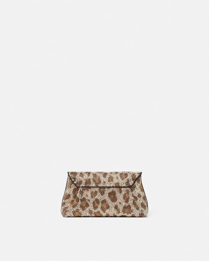 Crystal Leopard Gianni Ribbon Clutch Blackgold Women Versace Mini Bags and Clutches