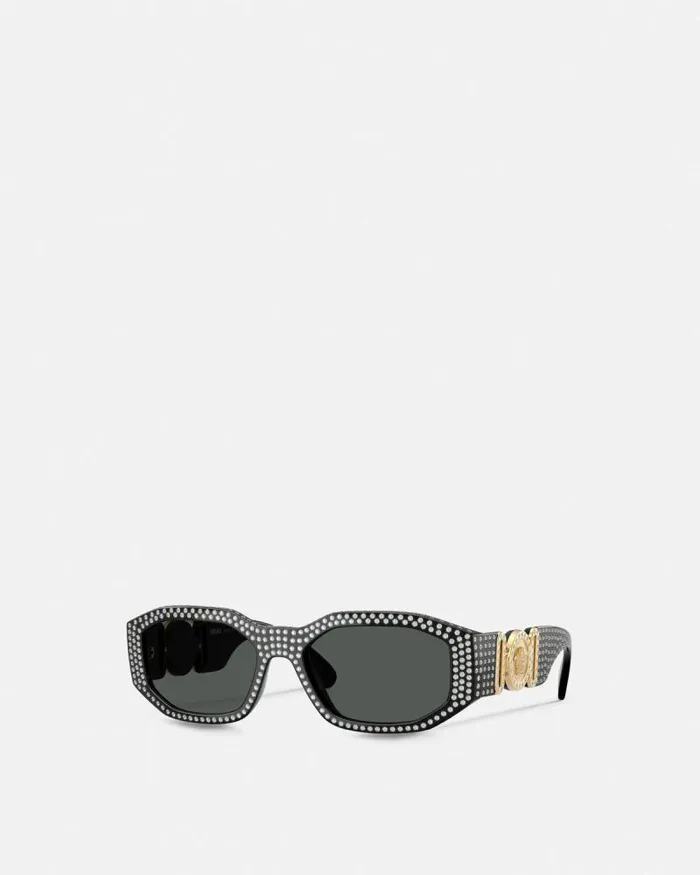 Crystal Medusa Biggie Sunglasses Blackgold WomenMen Versace Sunglasses