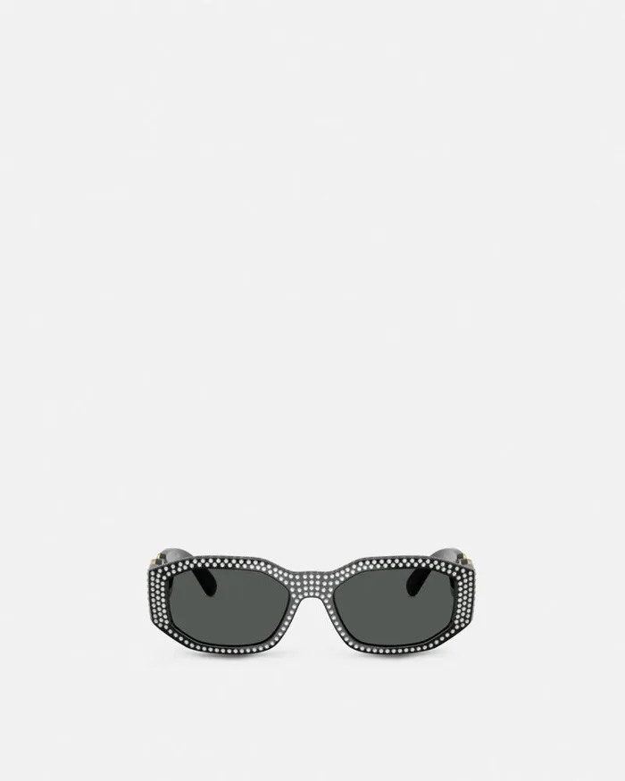 Crystal Medusa Biggie Sunglasses Blackgold WomenMen Versace Sunglasses