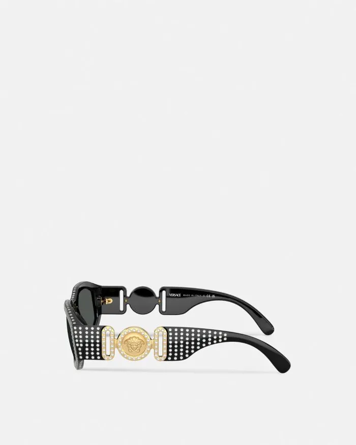 Crystal Medusa Biggie Sunglasses Blackgold WomenMen Versace Sunglasses