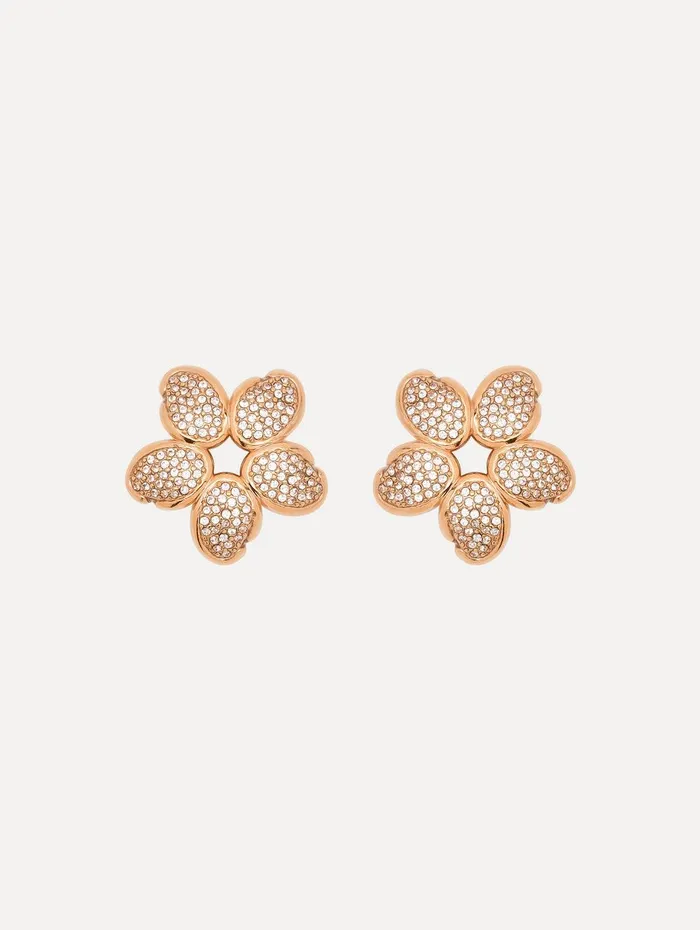Crystal O Flower Earrings Rose Women Oscar De La Renta Earrings