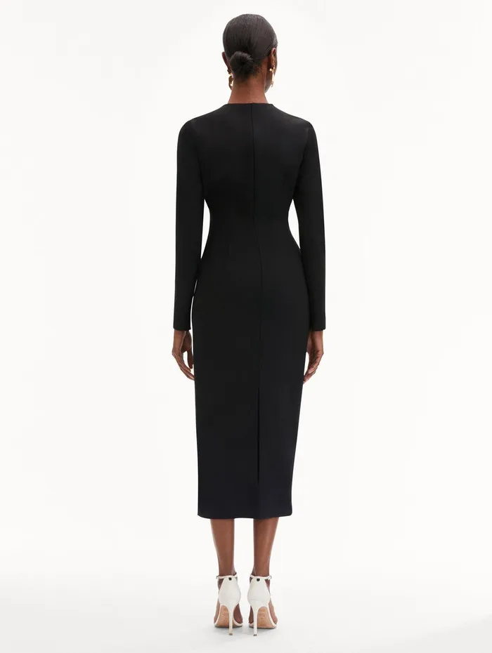 Crystal Orchid Threadwork Dress Black Women Oscar De La Renta Dresses