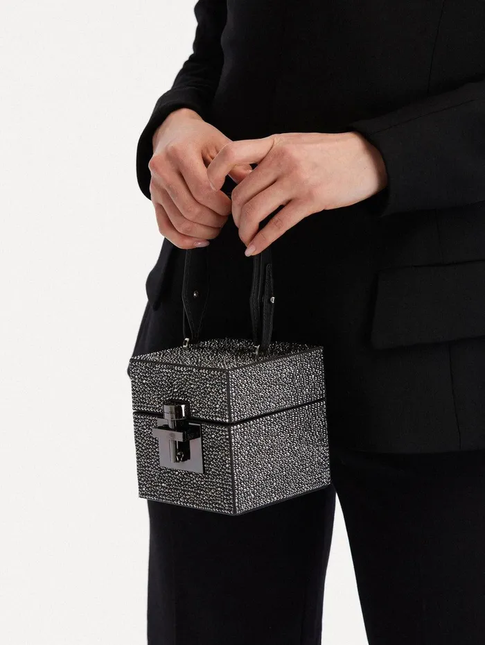 Crystal Pav Alibi Cube Graphite Women Oscar De La Renta Handbags Crystal Pav Alibi Cube Graphite Women Oscar De La Renta Handbags