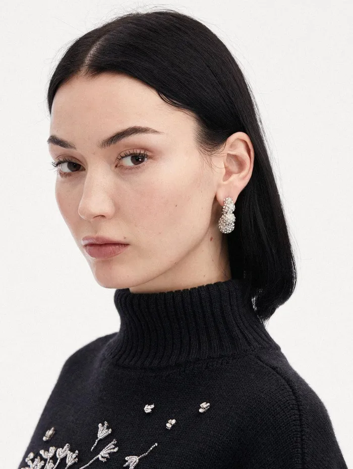 Crystal Sphere Hoop Earrings Crystal Women Oscar De La Renta Earrings Crystal Sphere Hoop Earrings Crystal Women Oscar De La Renta Earrings