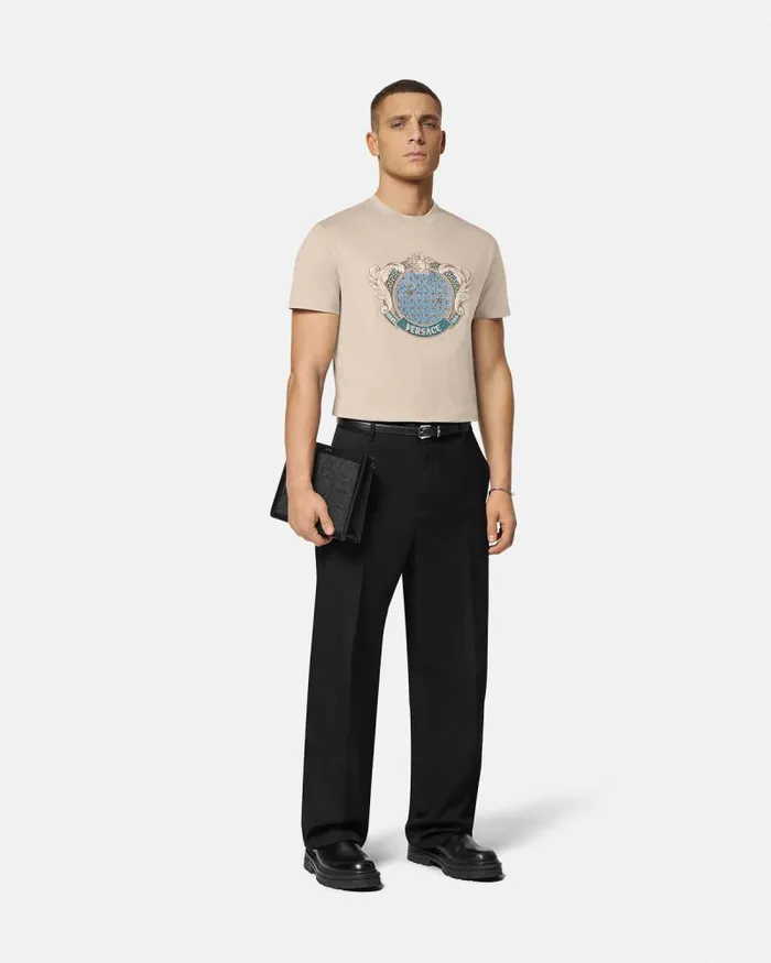 Crystal Starfish Blason TShirt Beige Men Versace TShirts and Polos