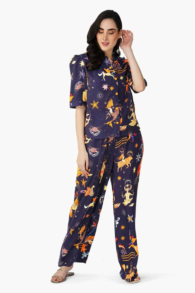 Dark Night Celestial Rpinted Pants Pants America and Beyond Women