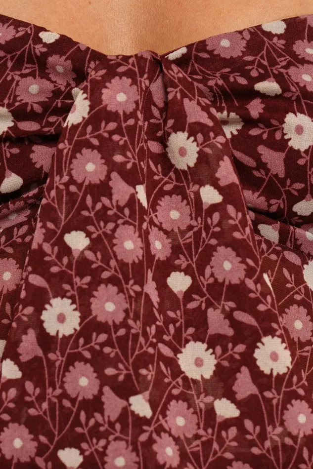 Darrie Long Sleeve Top Burgundy Multi Women Tops Petal and Pup