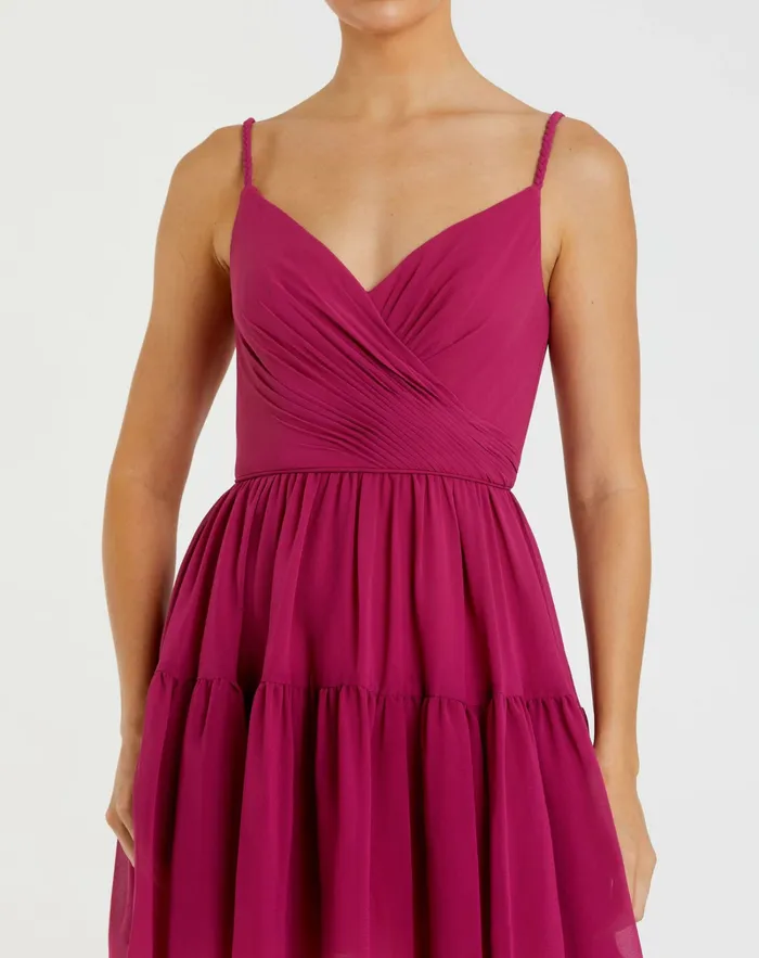 Daytime Dresses Spaghetti Strap Faux Wrap Dress Fuchsia 8211 Mac Duggal Women