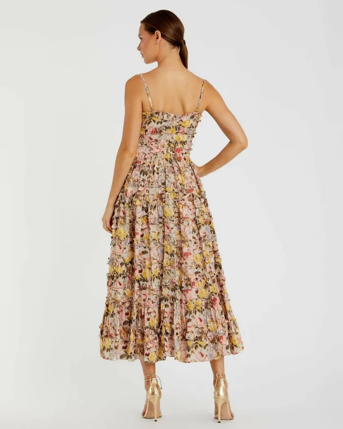 Daytime Dresses Women Mac Duggal Floral Print Ruffle Tiered Midi Dress Ivory Multi Daytime Dresses Women Mac Duggal Floral Print Ruffle Tiered Midi Dress Ivory Multi