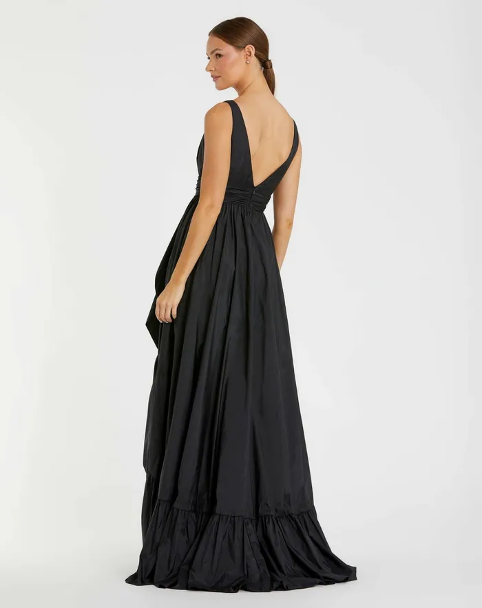 Daytime Dresses Women Taffeta High Low Ruffle Gown Black Mac Duggal