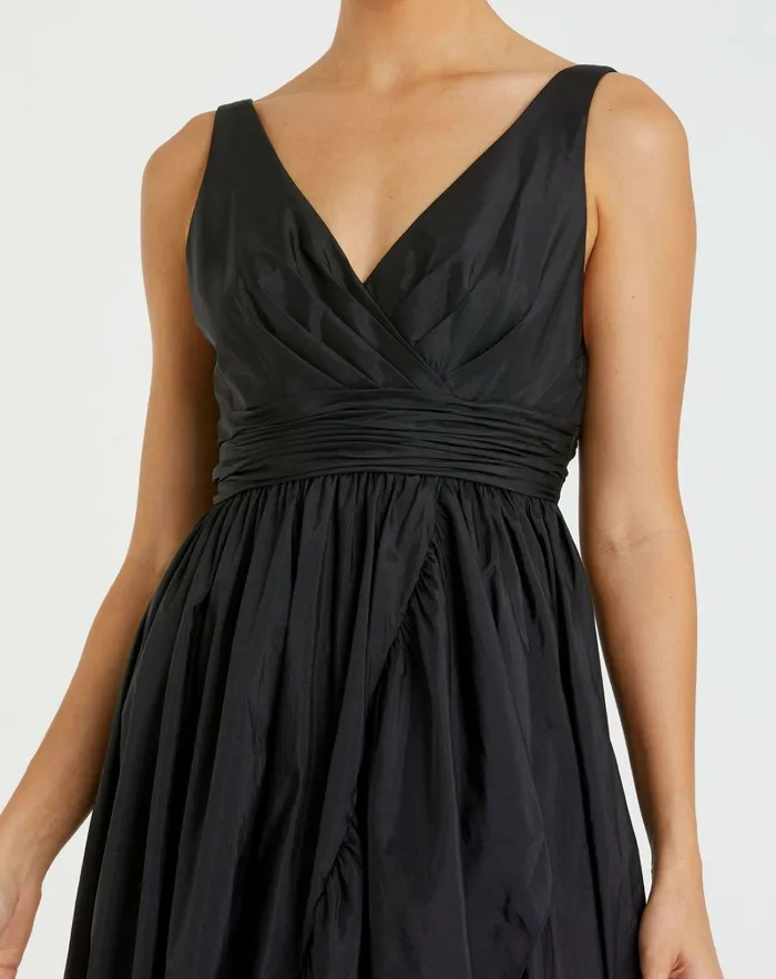 Daytime Dresses Women Taffeta High Low Ruffle Gown Black Mac Duggal