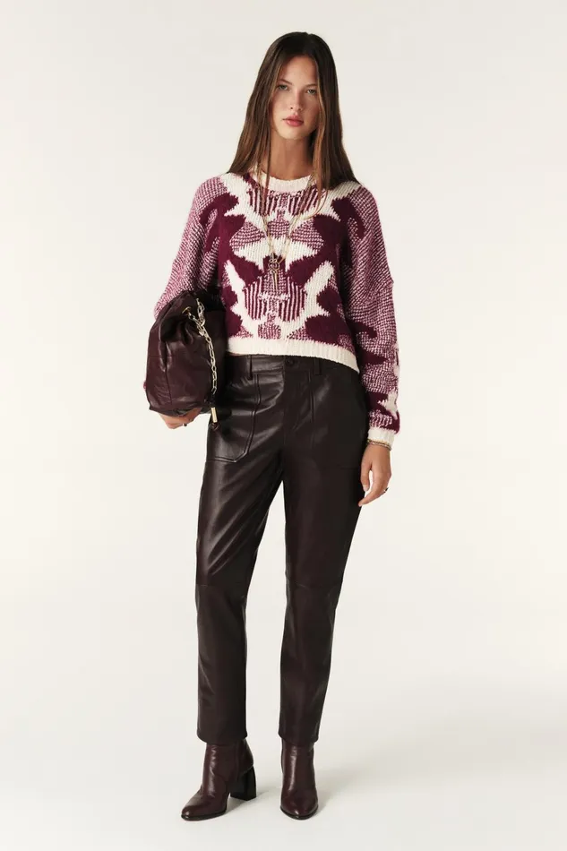 Decorated Sweater Rora Red Women Baandsh Sweaters and Cardigans