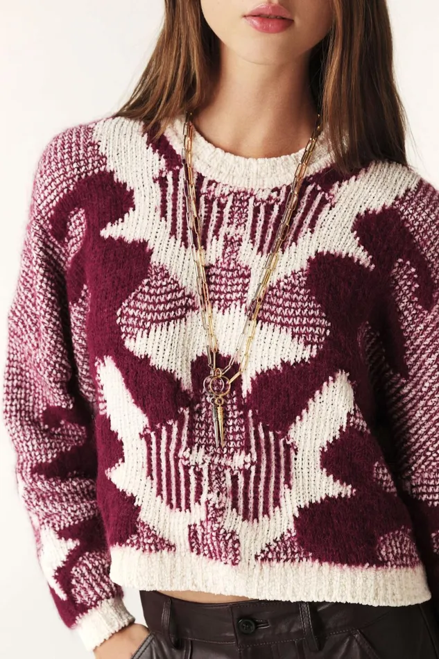 Decorated Sweater Rora Red Women Baandsh Sweaters and Cardigans