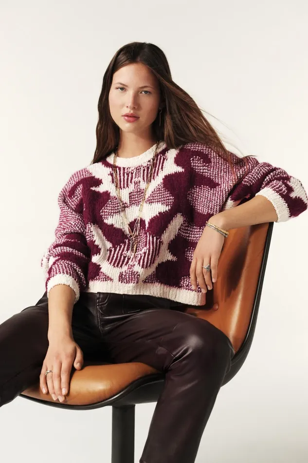 Decorated Sweater Rora Red Women Baandsh Sweaters and Cardigans