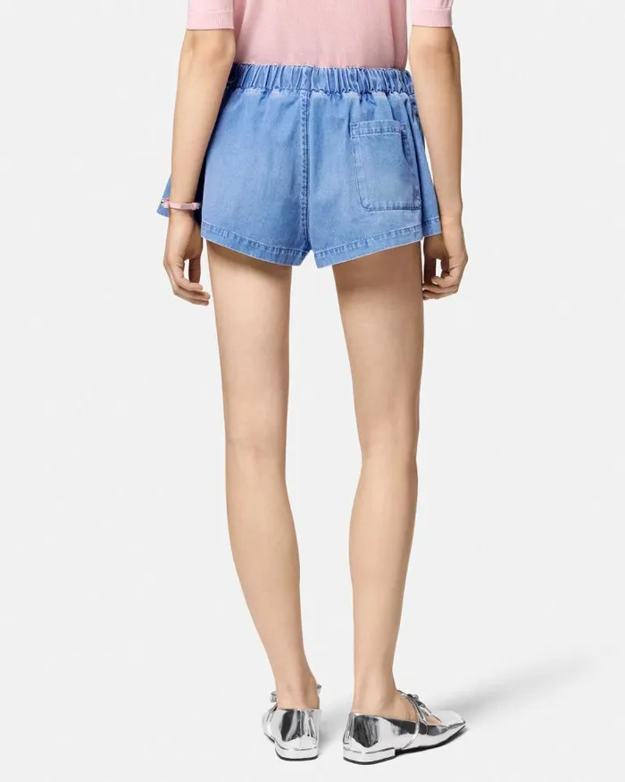 Denim Boxer Shorts Blue Women Versace Pants and Shorts