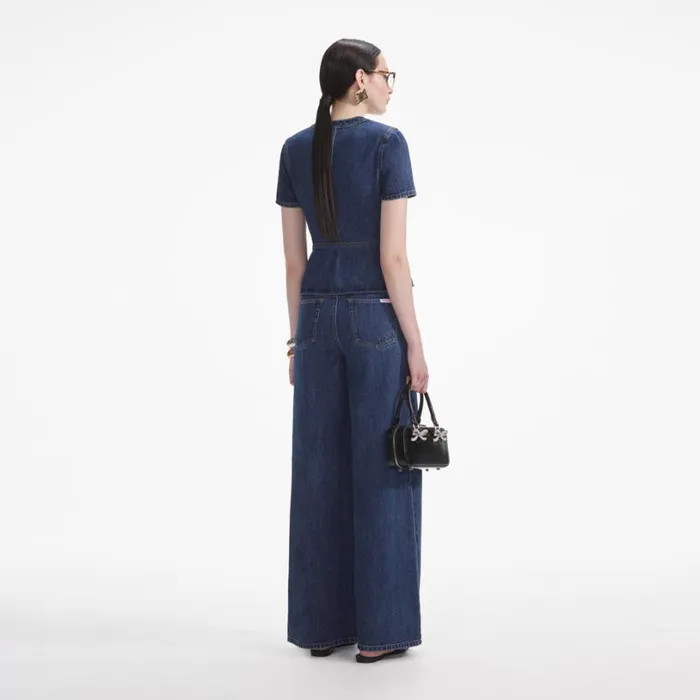 Denim Buttoned Jumpsuit Women Self Portrait Dresses Denim Buttoned Jumpsuit Women Self Portrait Dresses