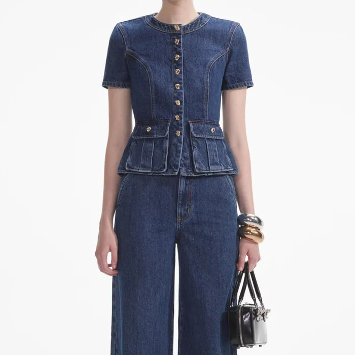 Denim Buttoned Jumpsuit Women Self Portrait Dresses Denim Buttoned Jumpsuit Women Self Portrait Dresses