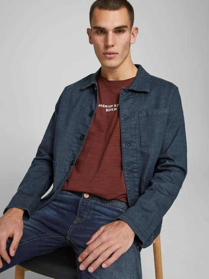 Denim Jackets JACK and JONES Mens LUCAS RECYCLED COTTON DENIM JACKET Blue Blue Denim