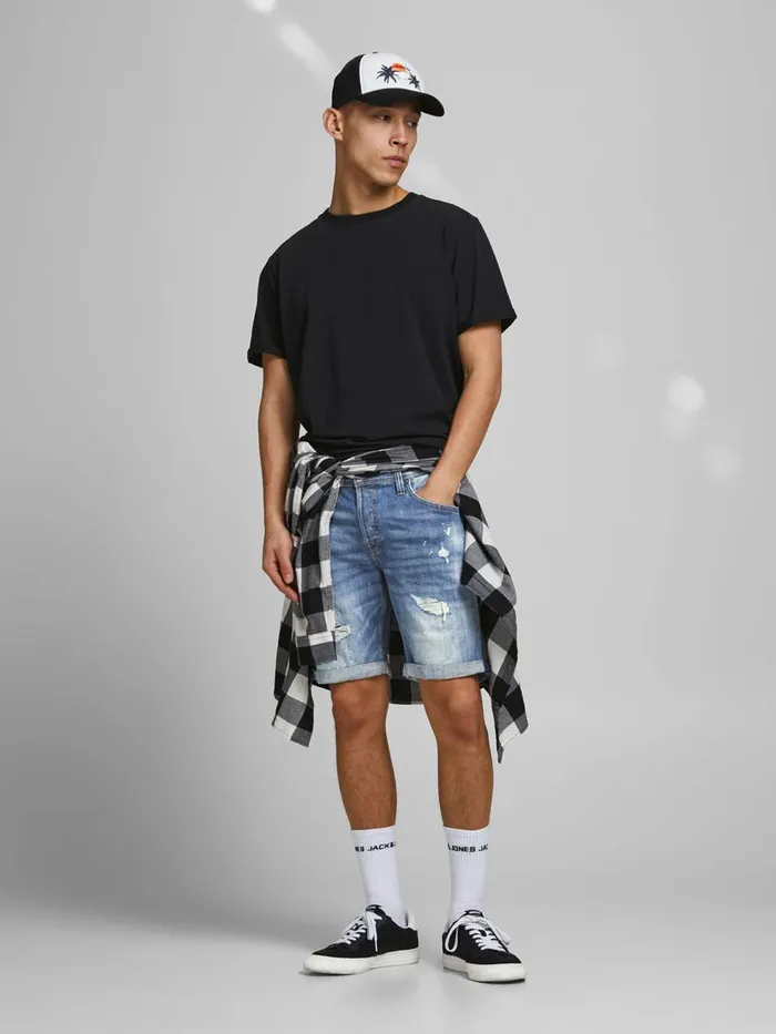 Denim Shorts JACK and JONES Mens RICK FOX GE 740 DENIM SHORTS Blue Blue Denim Gift 4 You
