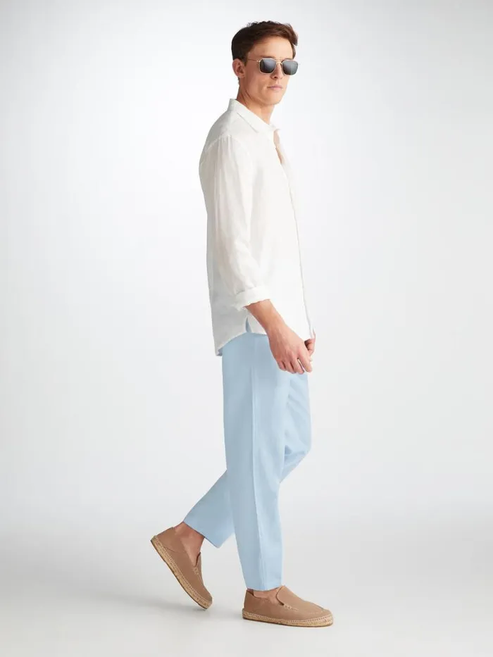 Derek Rose Casual Pants Men Pants Sydney 2 Linen Blue