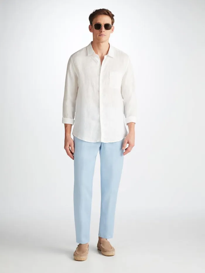 Derek Rose Casual Pants Men Pants Sydney 2 Linen Blue