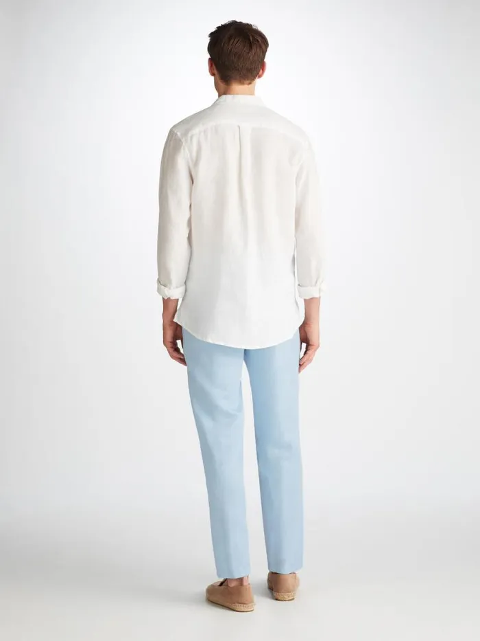 Derek Rose Casual Pants Men Pants Sydney 2 Linen Blue