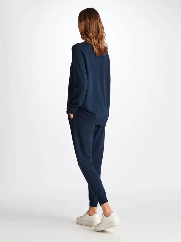 Derek Rose Casual Pants Women Sweatpants Quinn Cotton Modal Stretch Navy