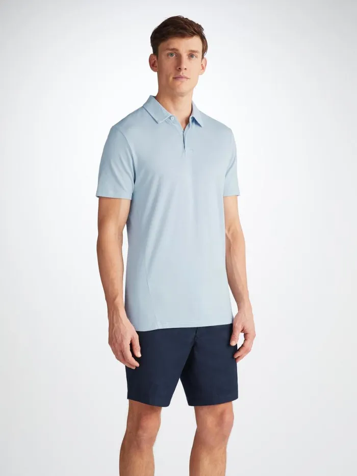 Derek Rose Casual Shirts Men Polo Shirt Ramsay 2 Pique Cotton Tencel Sky
