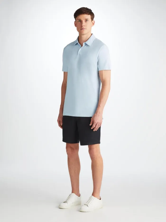 Derek Rose Casual Shirts Men Polo Shirt Ramsay 2 Pique Cotton Tencel Sky