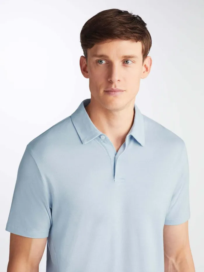 Derek Rose Casual Shirts Men Polo Shirt Ramsay 2 Pique Cotton Tencel Sky