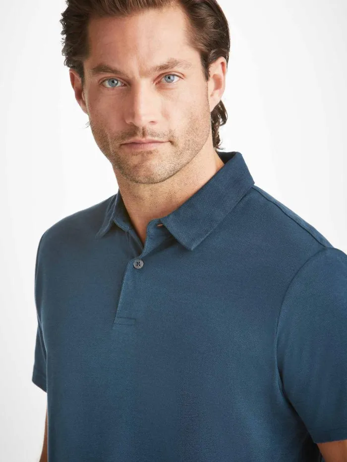 Derek Rose Casual Shirts Men Polo Shirt Ramsay Pique Cotton Tencel Denim